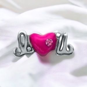 Origami Owl I Love You Charm With Pink Crystal